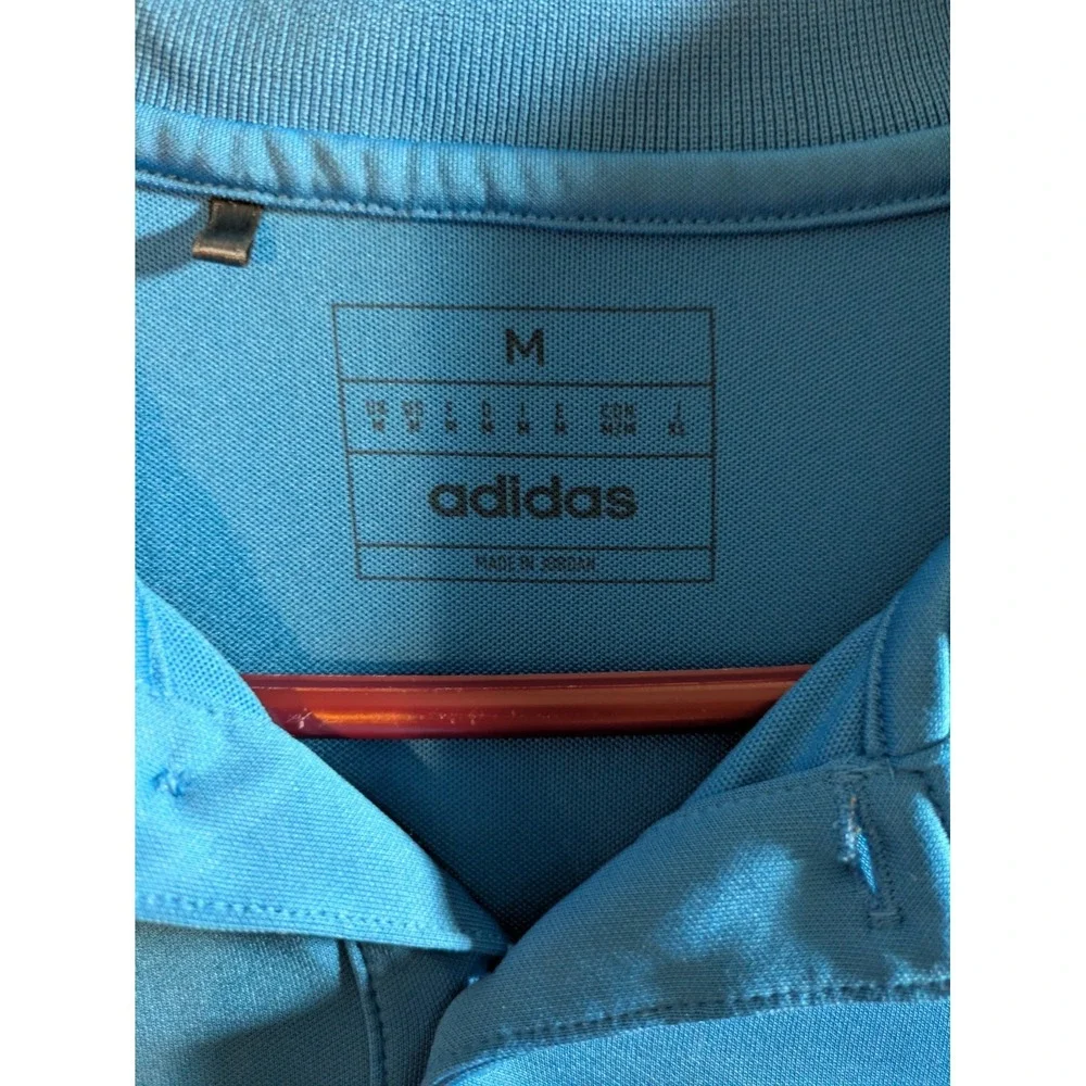 Adidas Polo Shirt Mens Medium Blue Core Golf Performance Short Sleeve